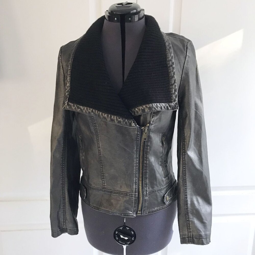 KUT from the Kloth Dark Gray Pleather Moto or Bomber Jacket, Size M